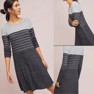 Ella Mara Anthropologie Gray Striped Sweater Dress / Super Soft 🩶🖤